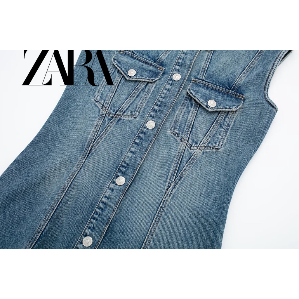 Đầm Denim Không Tay Phối Túi Thiết Kế Mỏng Cao Cấp Thời Trang Dành Cho Nữ