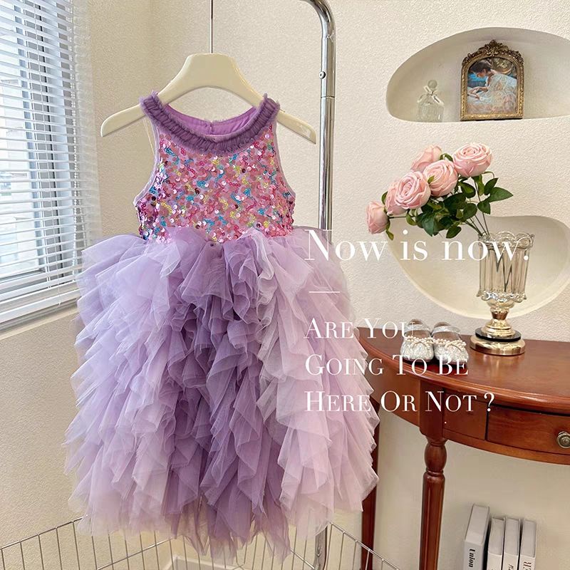 Đầm Công Chúa Phối Lưới Thời Trang Mùa Hè Xinh Xắn Cho Bé Gái