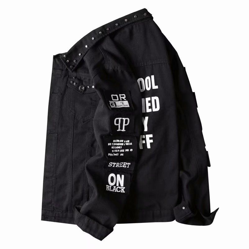 Áo Khoác Denim Phối Rách Cá Tính Theo Phong Cách Xuân Thu Dành Cho Nam