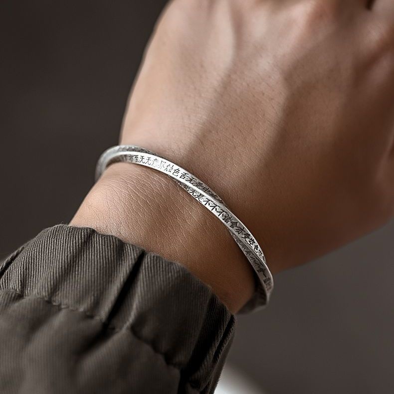 Vòng Đeo Tay Bạc S999 Bằng Bạc Sterling S999 Cao Cấp Phong Cách Retro Dành Cho Nam Nữ 7.18