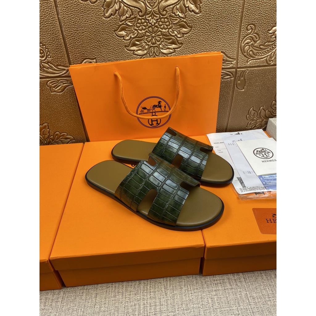 Dép Da Bò Đế Bằng Chống Trượt Chống Mài Mòn Thời Trang Mùa Hè Châu Âu Cho Nam