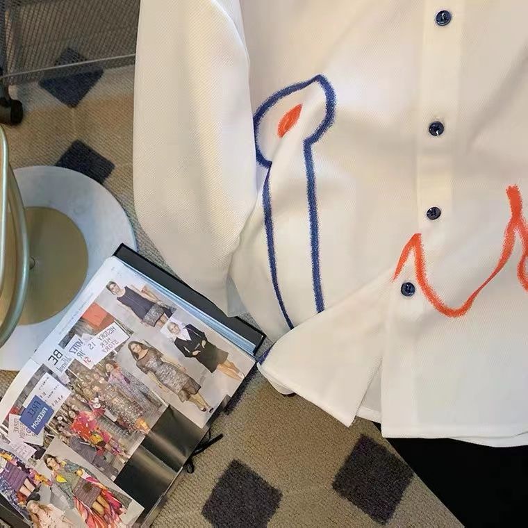 Áo Sơ Mi Tay Dài Dáng Rộng In Họa Tiết Graffiti Thời Trang Xuân Thu 2023 Cho Nữ