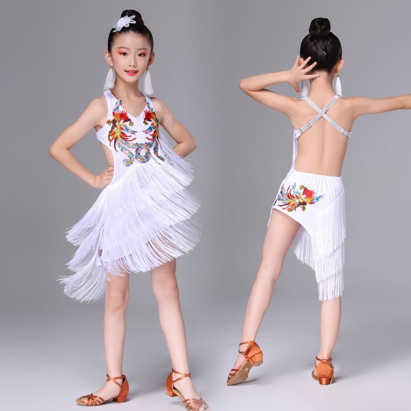 Khiêu vũ latin của trẻ em lấy 6 đến 12 tuổi trang phục khiêu vũ latin tua váy n