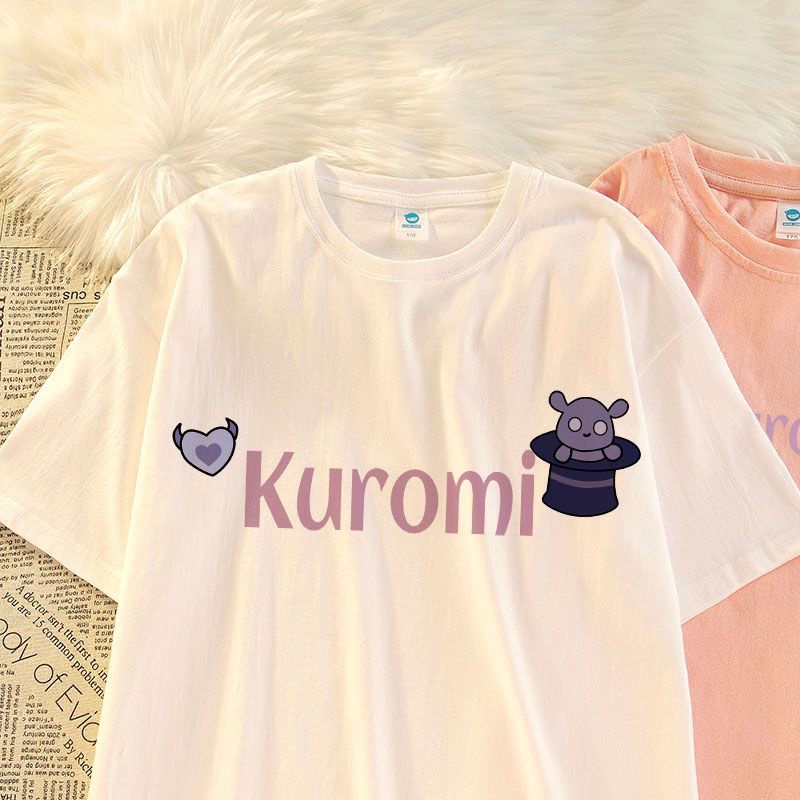 Áo Thun Cotton Tay Ngắn Dáng Rộng In Hình Kuromi Dễ Thương Thời Trang Mùa Hè Cho Nữ