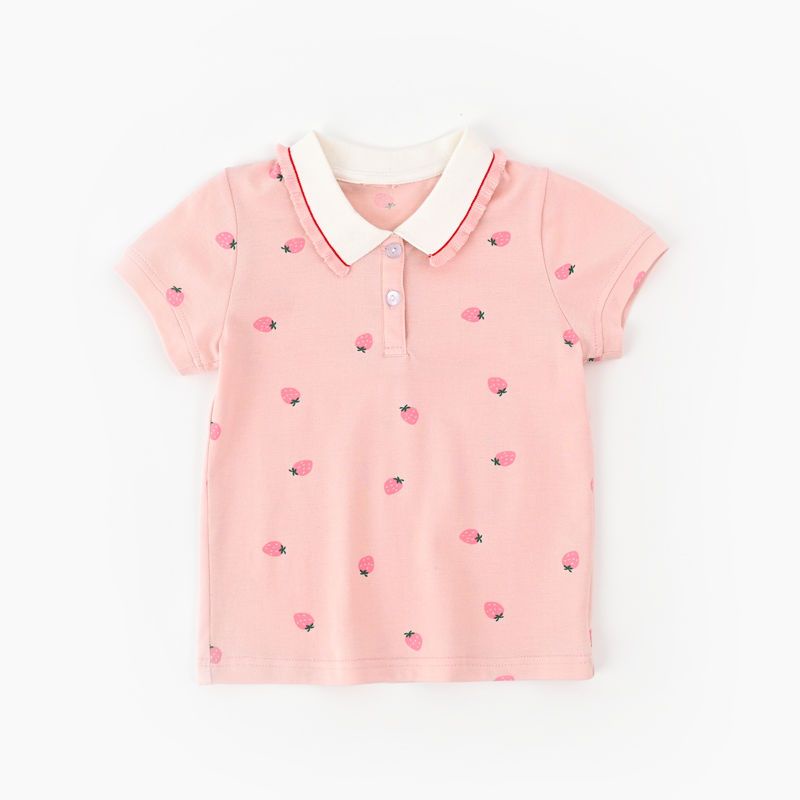 Áo Thun Polo Ngắn Tay Vải Cotton Mỏng Thời Trang Mùa Hè Cho Bé Gái