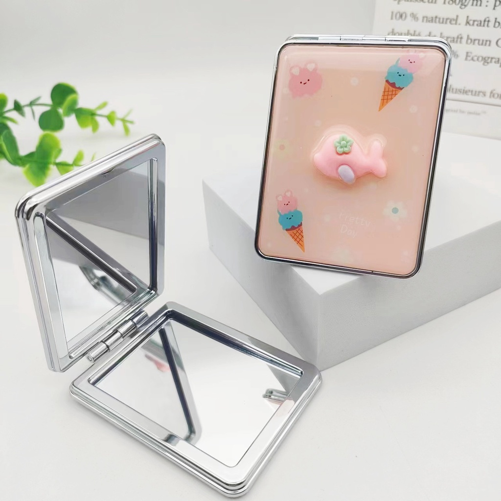 KMHO Gương trang điểm Di động Nhỏ dễ thương Phim hoạt hình Sinh viên Gương HD Gương Trang điểm Nhỏ Cô gái Gương