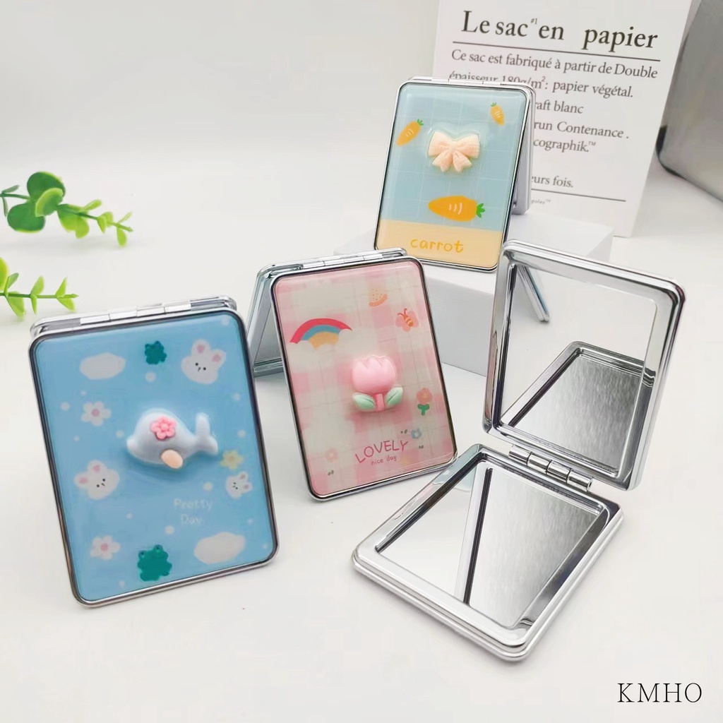 KMHO Gương trang điểm Di động Nhỏ dễ thương Phim hoạt hình Sinh viên Gương HD Gương Trang điểm Nhỏ Cô gái Gương