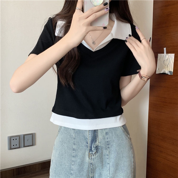 Áo Thun POLO Ngắn Tay Dáng Rộng Bằng Lụa Mát Thời Trang Mùa Hè Hàng Mới Dành Cho Bạn Nữ