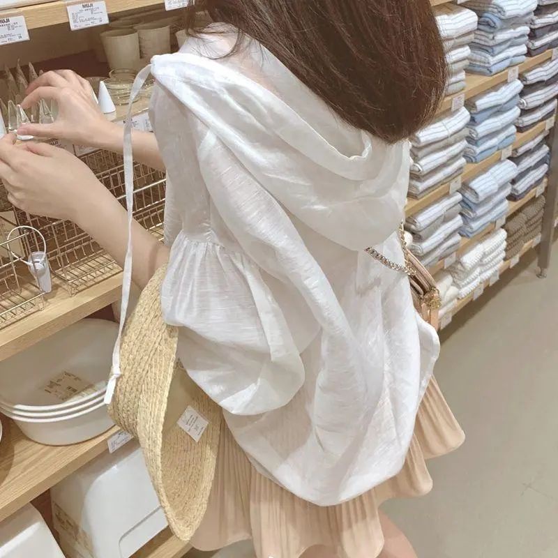 Vải cotton Sợi cotton Ngăn Chặn bask Ở Phụ Nữ Ở Phụ Nữ 202100 Áo Khoác Cardigan Mỏng Chống Nắng Tay Dài Có Mũ Trùm Thời Trang Cho Nữ 2021 4.5