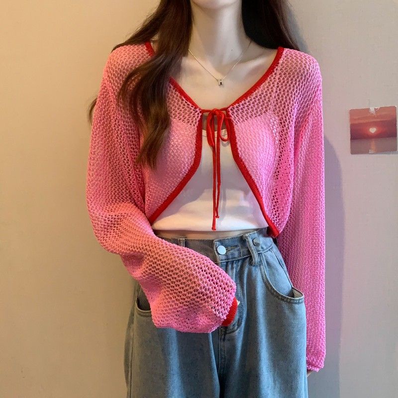 Áo Khoác Cardigan Dệt Kim Mỏng Dáng Ngắn Thời Trang Mùa Hè Dành Cho Nữ