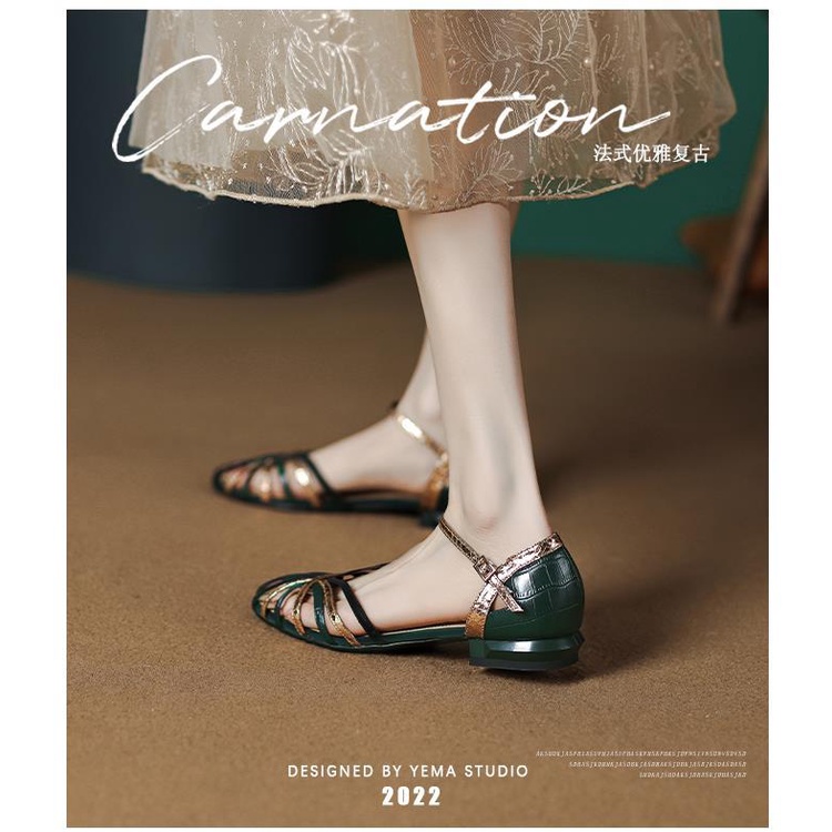 Giày Sandal Hở Ngón Đế Bằng Bằng Da Thật Thời Trang Mùa Hè 2023