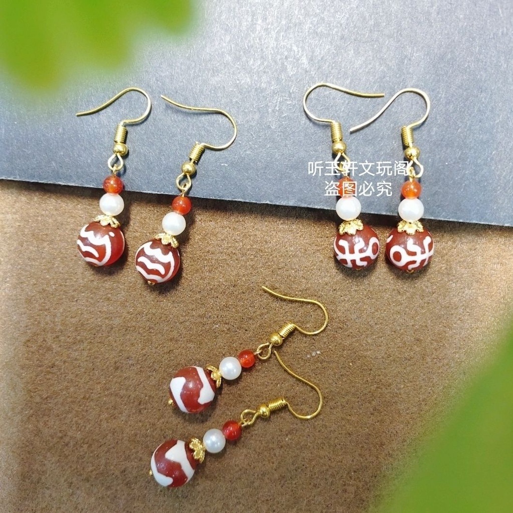 Bông Tai Mạ Bạc 925 Hình Tròn Đính Hạt Ngọc Trai Dzi Đỏ Tây Tạng Không Gây Dị Ứng S925 Dzi Hình Răng Hổ / Tròn Dzi / Tròn Đính Hạt Dzi / Tròn Không Gây Dị Ứng Làm Đẹp Mắt 4.26