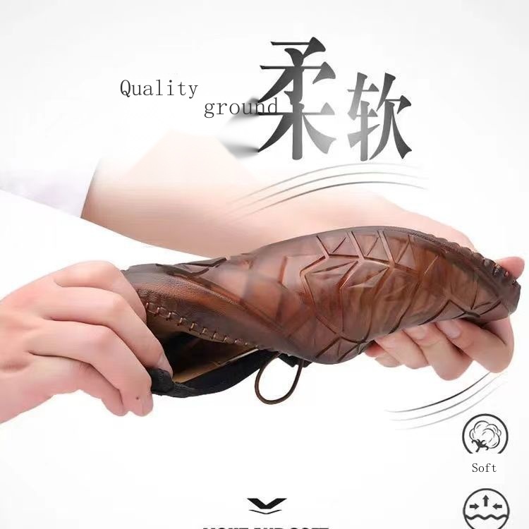 Giày Da Handmade Đế Mềm Nhẹ Thoáng Khí Khử Mùi Bốn Mùa Dành Cho Nam