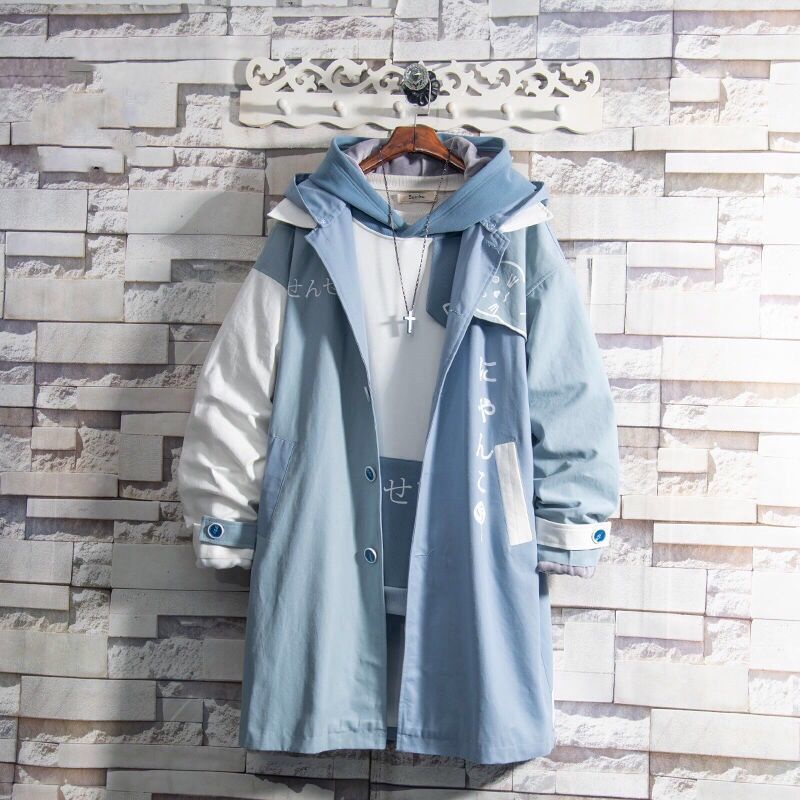 Áo jacket liền mũ cho thanh thiếu niên mẫu mới thương hiệu thời trang Nhật Bản M-3XL áo khoác gió áo dài vừa trào lưu phong cách Hàn Quốc