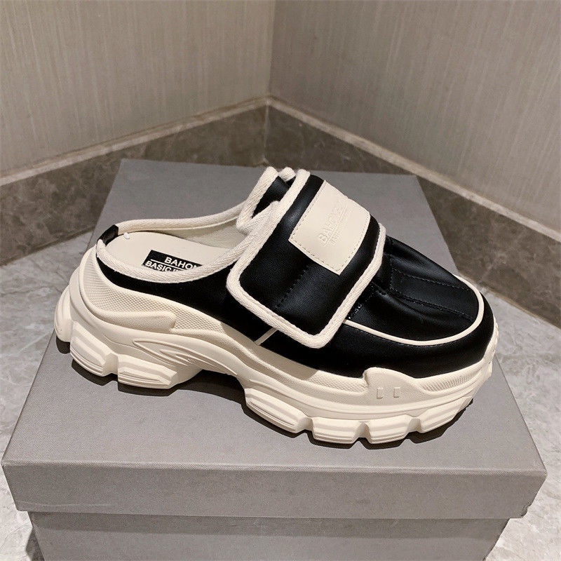 Giày chunky độn cao gầy đế dày Velcro mẫu mới 35-40 năm 2023 dép sục thường ngày sành điệu instagram