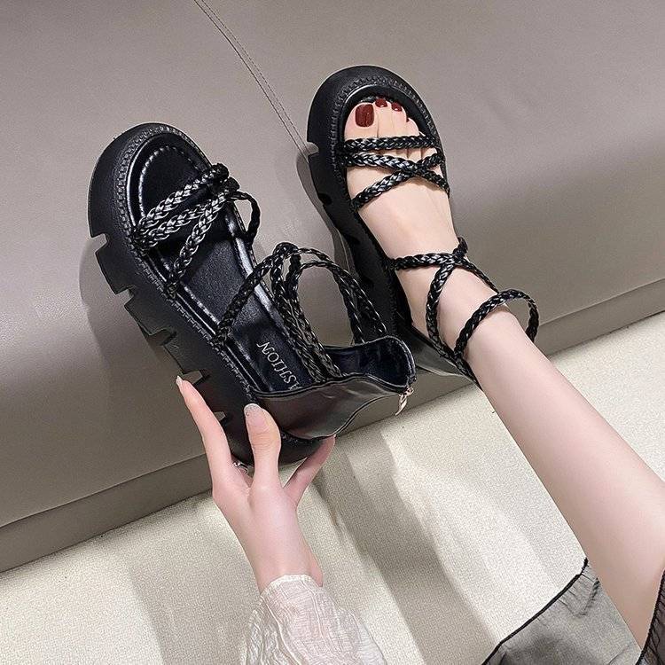 Sandal Roman Cao Gót Có Khóa Kéo Phong Cách Thời Trang Mùa Hè Hàn Quốc Mới 2023