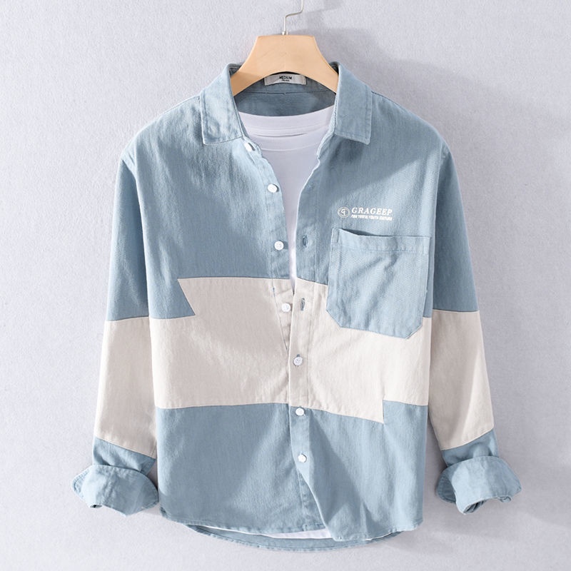 Áo Sơ Mi Dài Tay Dáng Rộng Phong Cách retro Thời Trang Xuân Thu Cho Nam