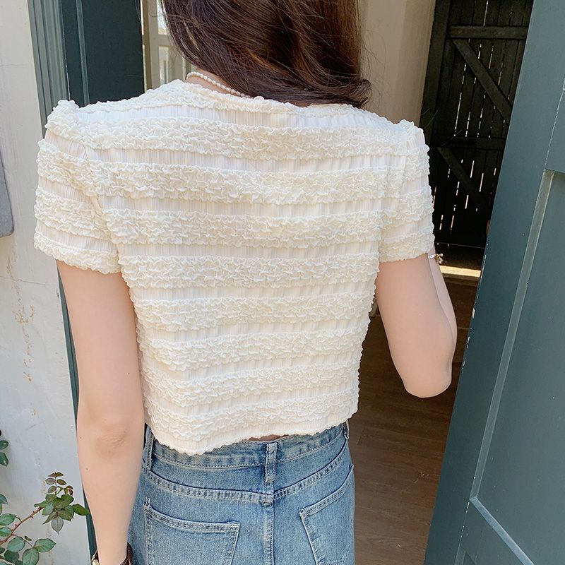 Áo Sơ Mi Tay Phồng Màu Trơn Phong Cách Retro Pháp Thời Trang Mùa Hè Mới Cho Nữ