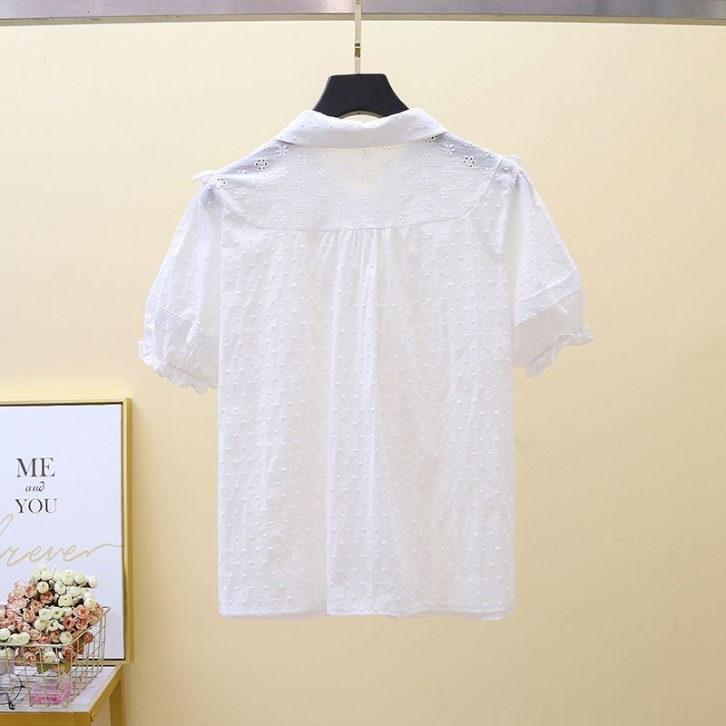 Áo Sơ Mi Cotton Tay Ngắn Màu Trắng Đính Nơ Phong Cách Phương Tây Dành Cho Bé Gái
