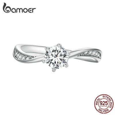 BAMOER Nhẫn Bạc 925 HìNh Cà VạT ThờI Trang Cho Nam Nữ