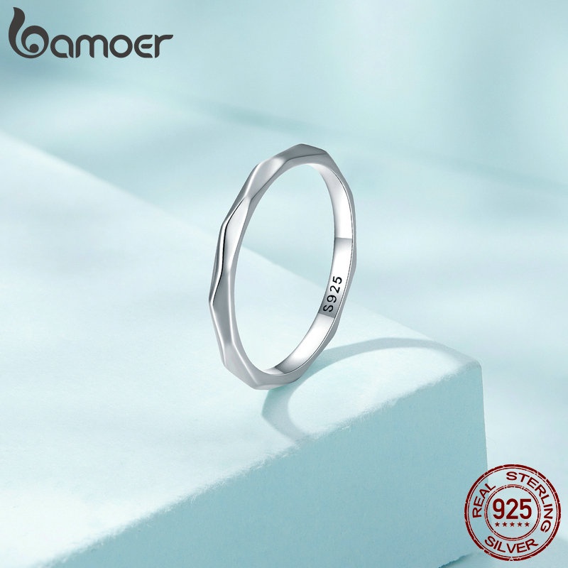 BAMOER Nhẫn bạc 925 Đơn GiảN ThờI Trang