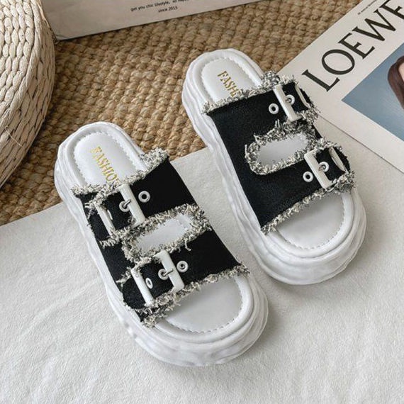 Dép Sandal Cao Cấp Đế Dày Quai Ngang Thời Trang Hàn Quốc Cho Nữ