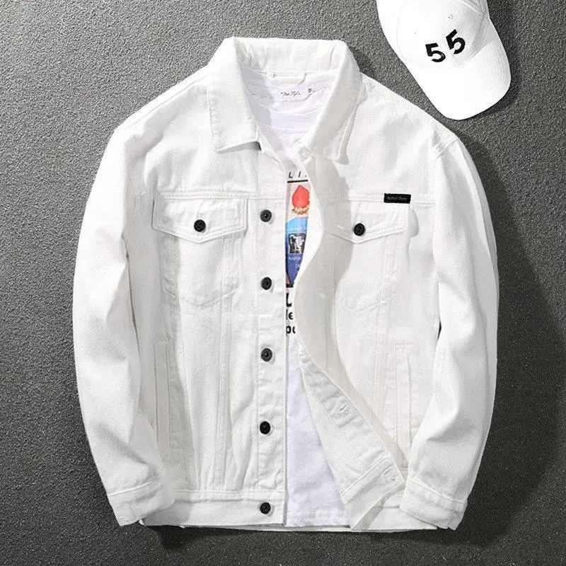 Áo khoác bò trắng cao cấp M-4XL áo jacket trang phục đi làm nam thường ngày áo khoác áo khoác bò học sinh thanh niên