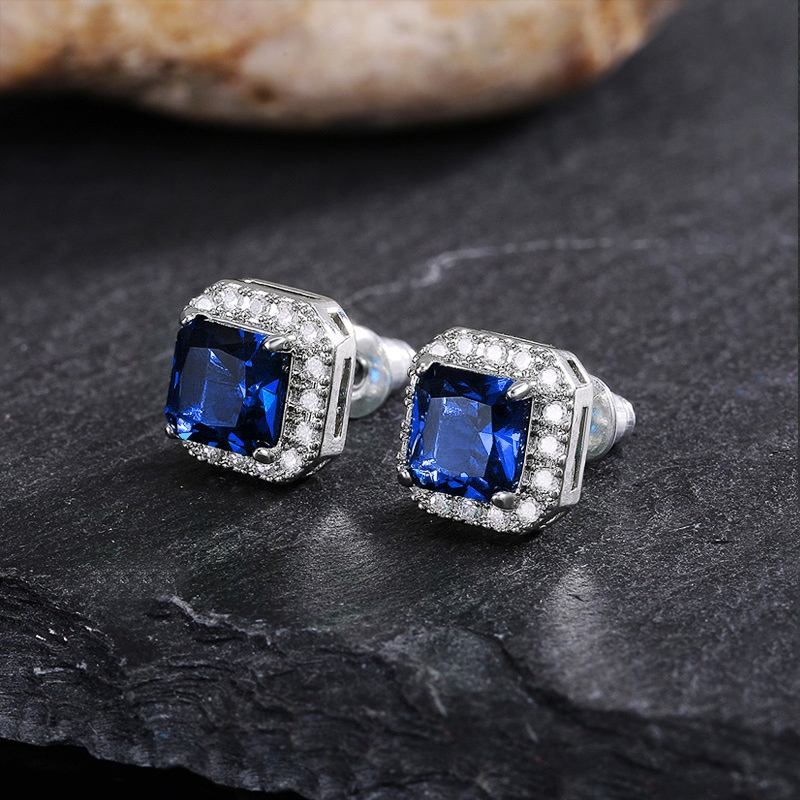 Bông Tai Hình Vuông Đính Đá Zircon Màu Xanh Lá Cây Tinh Tế Bán Chạy Giá Sỉ Cho Nữ