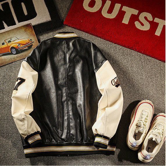 Áo Khoác Bóng Chày Chất Liệu Da Thời Trang Xu Hướng Hàn Quốc