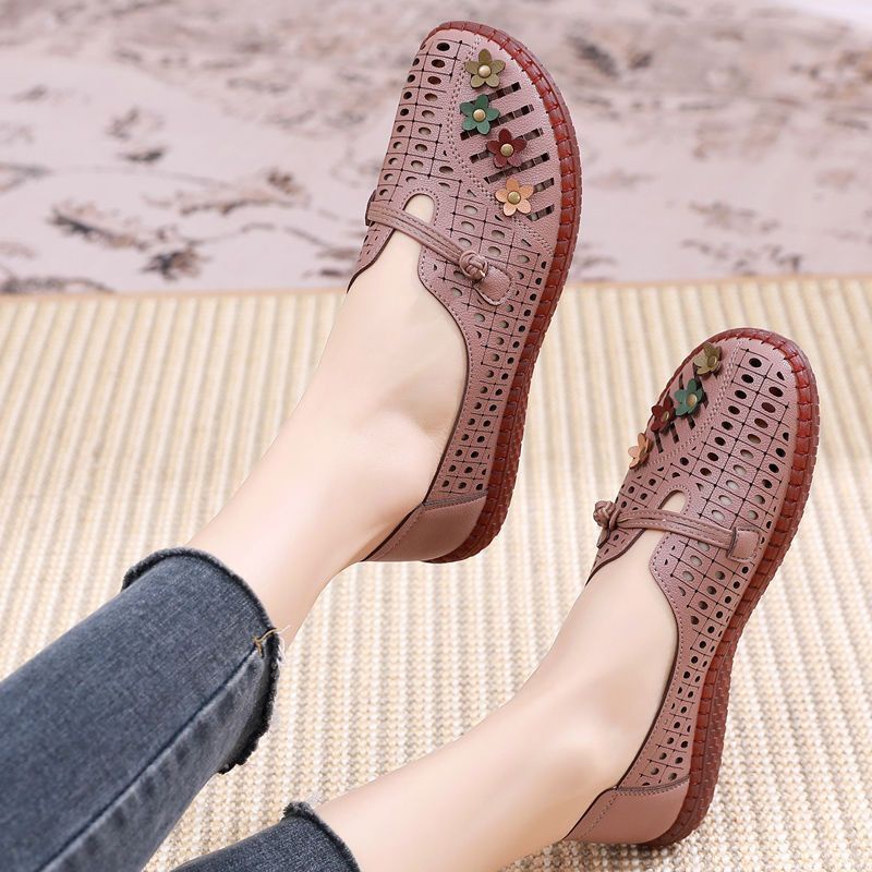 Giày Lười Vải Lưới Đế Bằng Chống Trượt Thoải Mái Thời Trang Mùa Hè Cho Phụ Nữ Trung Niên