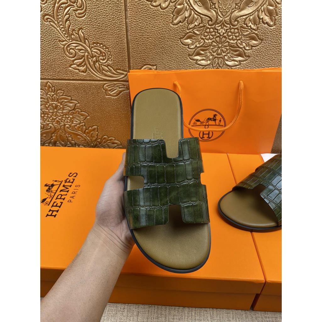 Dép Da Bò Đế Bằng Chống Trượt Chống Mài Mòn Thời Trang Mùa Hè Châu Âu Cho Nam