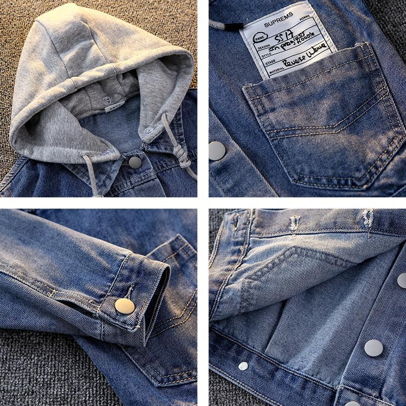 Áo Khoác Denim Có Mũ Trùm Phong Cách Hàn Quốc Thời Trang Xuân Thu Mới 2023 Cho Bé Trai