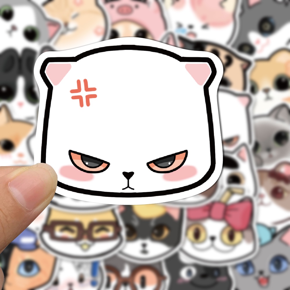 Bộ 40 Miếng Dán Trang Trí Điện Thoại / Máy Tính Chống Thấm Nước Hình Mèo Hoạt Hình Dễ Thương