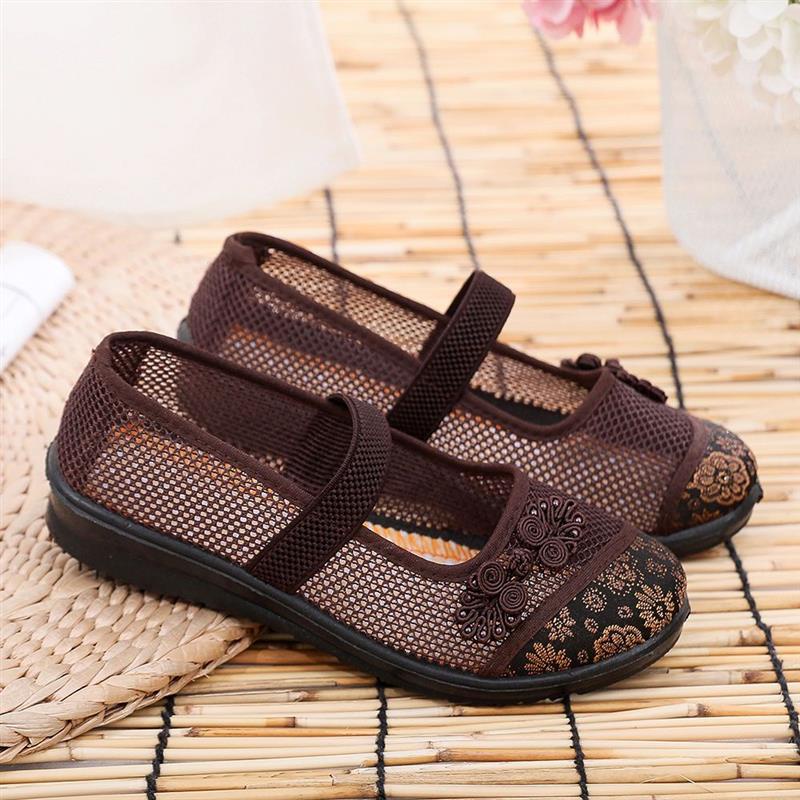 Giày Vải Lưới Rỗng Đế Mềm Thoáng Khí Thoải Mái Mùa Hè Cho Phụ Nữ Lớn Tuổi Giày Búp Bê Đế Bằng 2Sdvg3F.8.8.8 Thời Trang Cho Mẹ Và Bé 2sdvg3f.vn