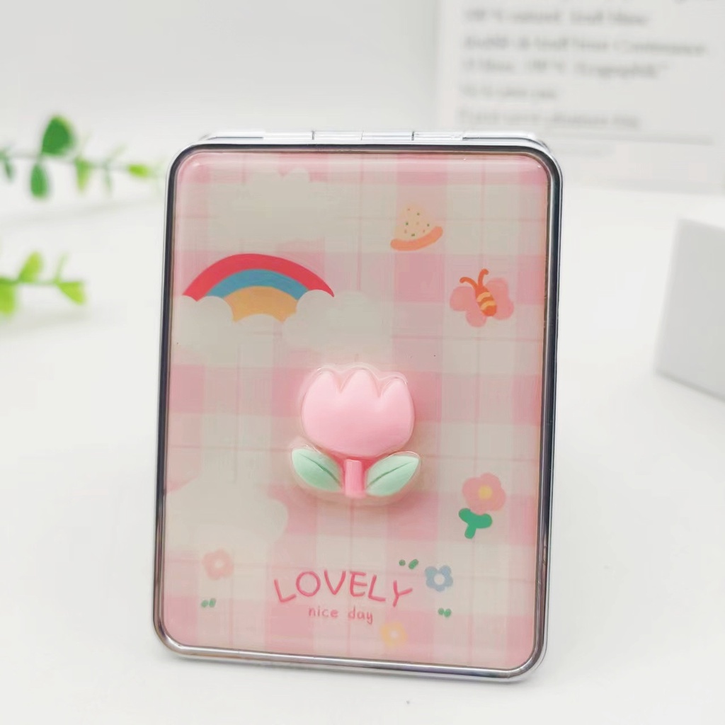 KMHO Gương trang điểm Di động Nhỏ dễ thương Phim hoạt hình Sinh viên Gương HD Gương Trang điểm Nhỏ Cô gái Gương