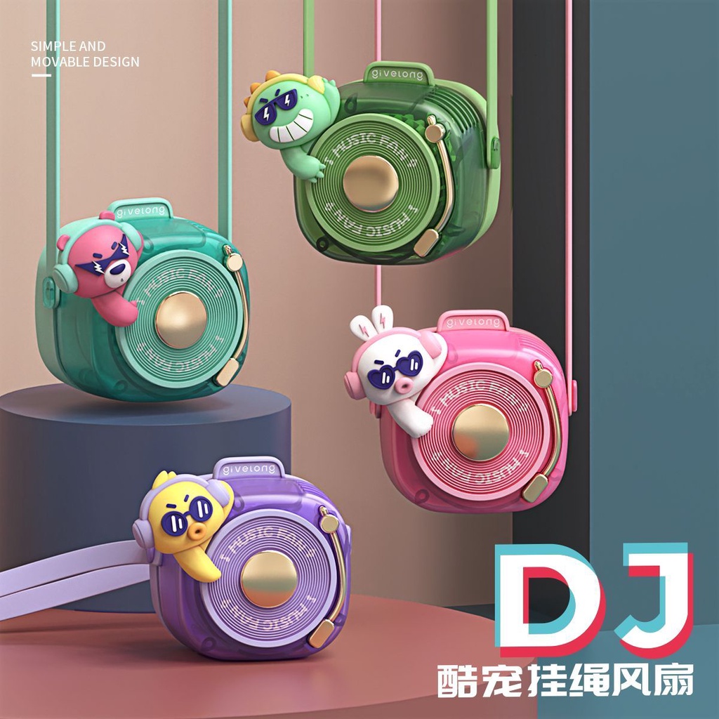Quạt dj Mini Đeo Cổ Không Cánh Siêu Dễ Thương Tiện Dụng Cho Học Sinh Tiểu Học