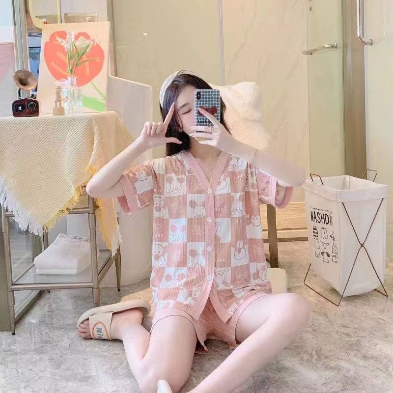 Bộ Đồ Ngủ Tay Dài In Họa Tiết Hoạt Hình Dễ Thương Thời Trang Xuân Thu Cho Nữ