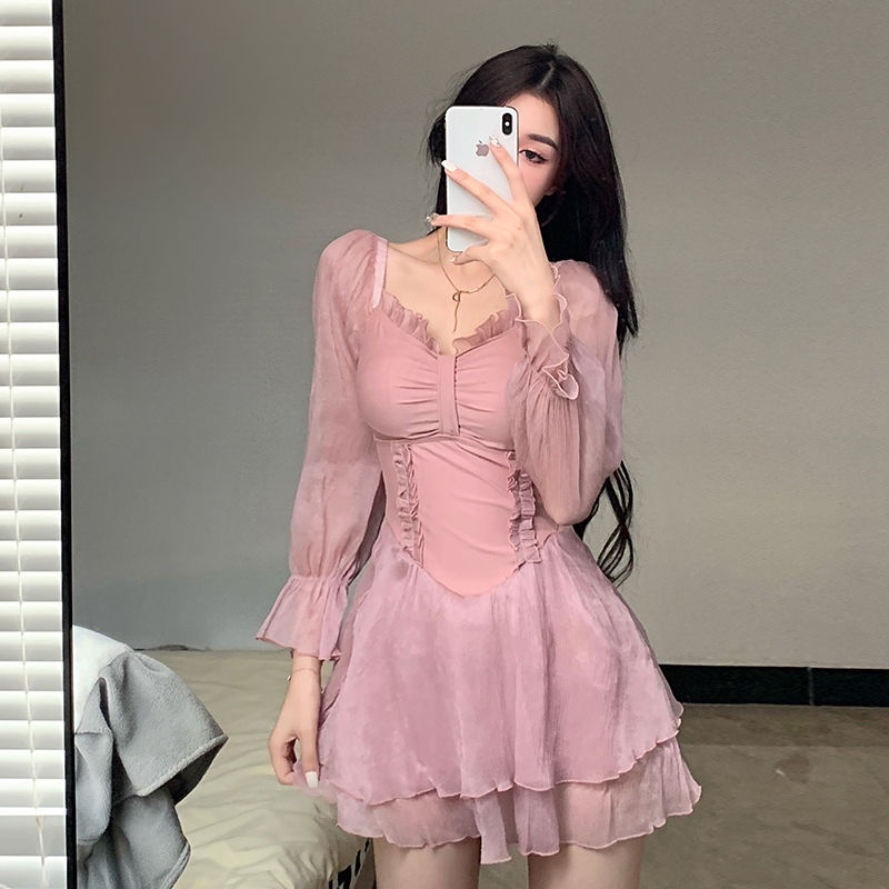 Áo Đầm Mỏng Che Bụng Một Mảnh Phong Cách Mới Mùa Hè 2023 Kích Thước Lớn Phong Cách ins Cho Nữ Sinh