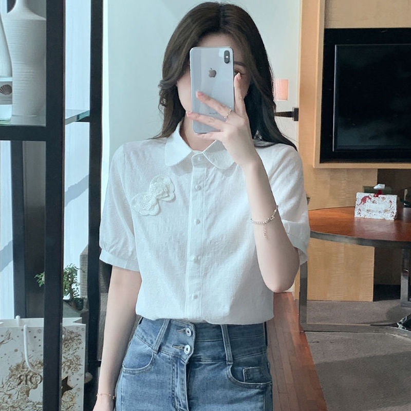 Áo Sơ Mi Cỡ Lớn Thêu Họa Tiết Màu Trơn Thời Trang Mùa Hè Hàng Mới