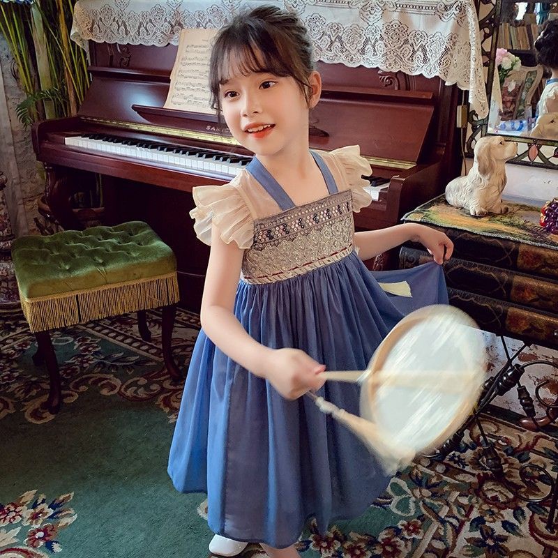 Đầm Hán Phục Thêu Họa Tiết Phong Cách Trung Hoa Mới Cho Bé Gái