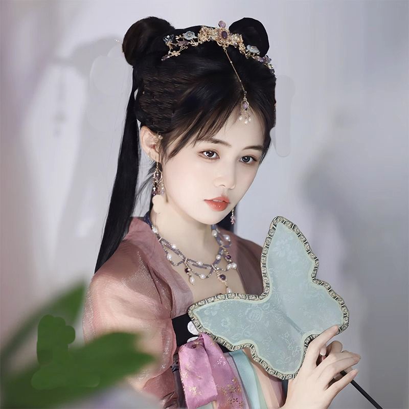 Kẹp Tóc Hình Vương Miện Đính Đá Thạch Anh Tím Phong Cách Hán Phục 5.17