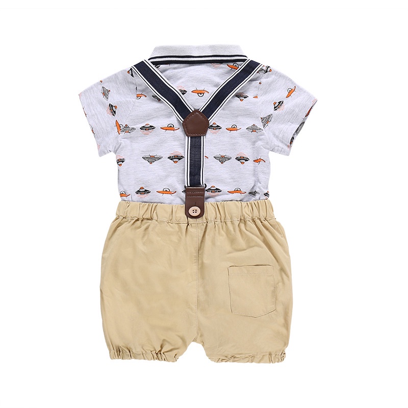 Bộ quần áo LUCKYCANDY ngắn tay hình gấu hoạt hình cho bé