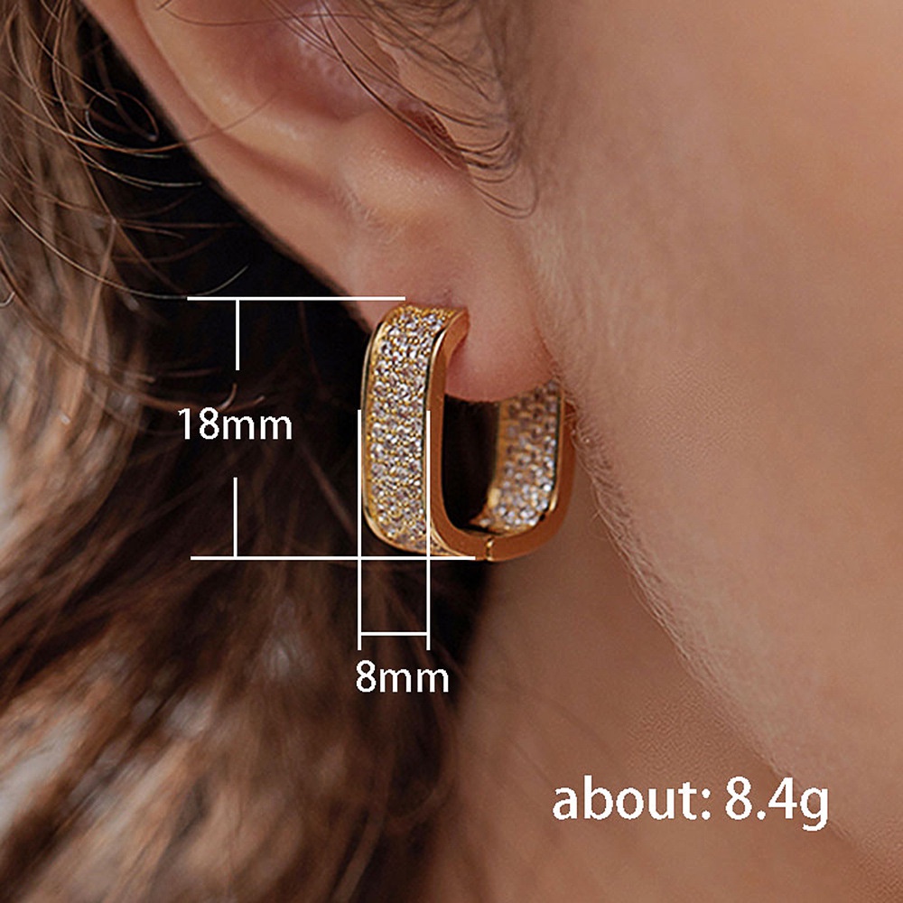 Bông Tai Đính Đá Zircon Siêu Nhẹ Phong Cách Âu Mỹ Sang Trọng Thời Trang Cho Nữ