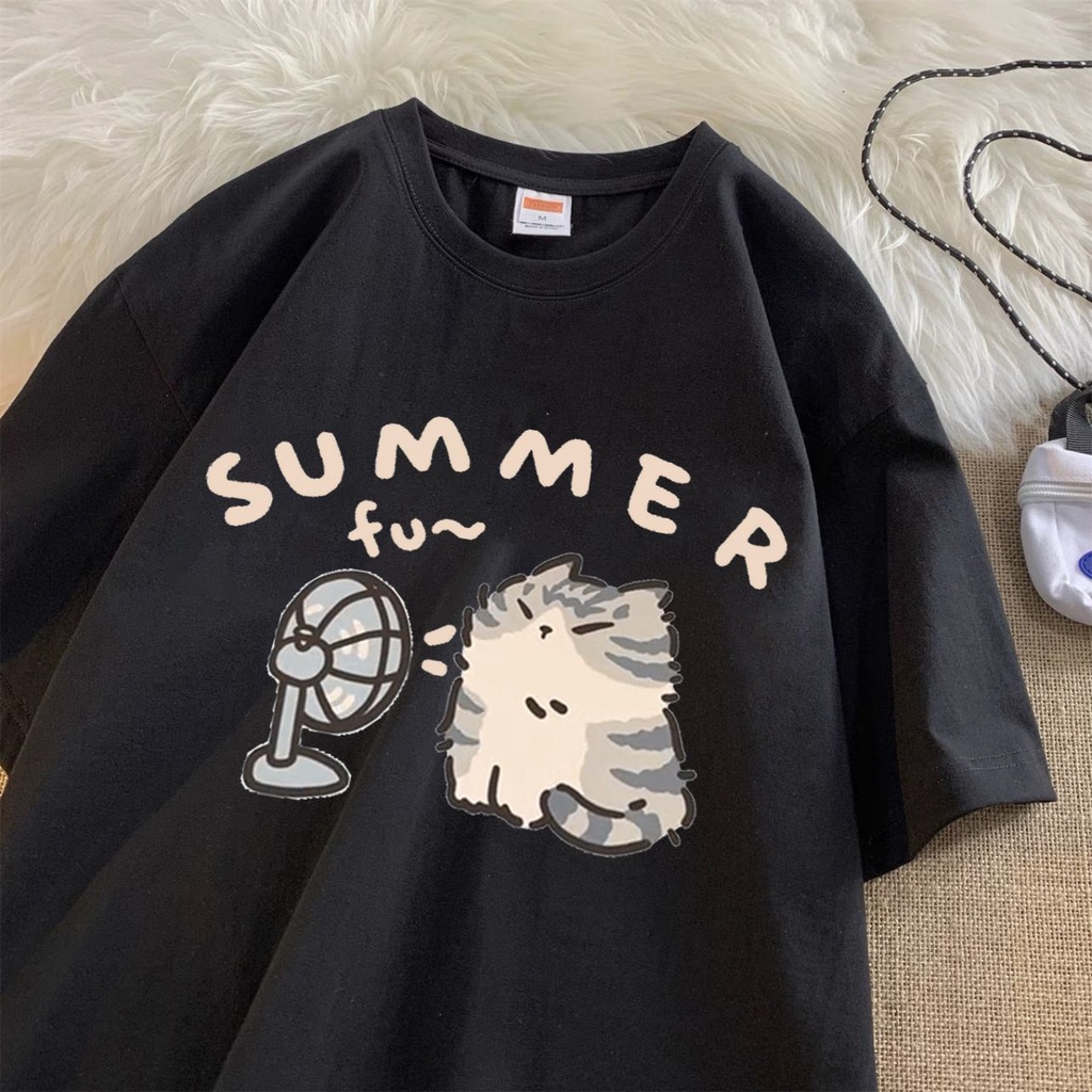 Áo Thun Tay Ngắn Dáng Rộng In Hoạt Hình Phong Cách Hồng Kông Cá Tính Cho Nam