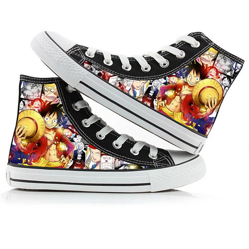 Giày Trượt Patin Vải Canvas Cổ Cao In Hình Anime One Piece Kiểu Nhật Bản Cá Tính Cho Bé