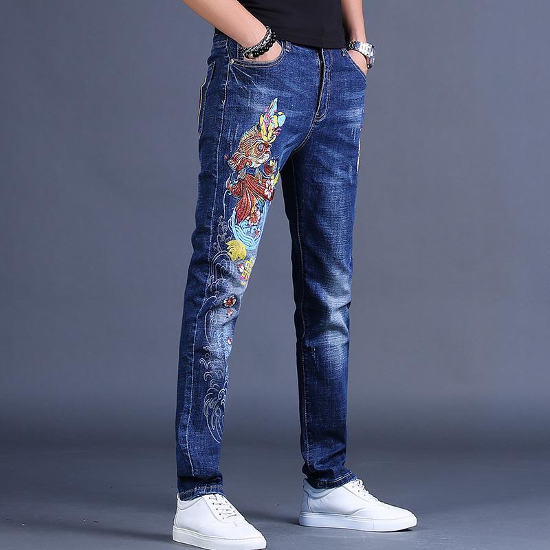Quần jeans Thêu Họa Tiết Phong Cách Trung Hoa Mới 2023 Cho Nam