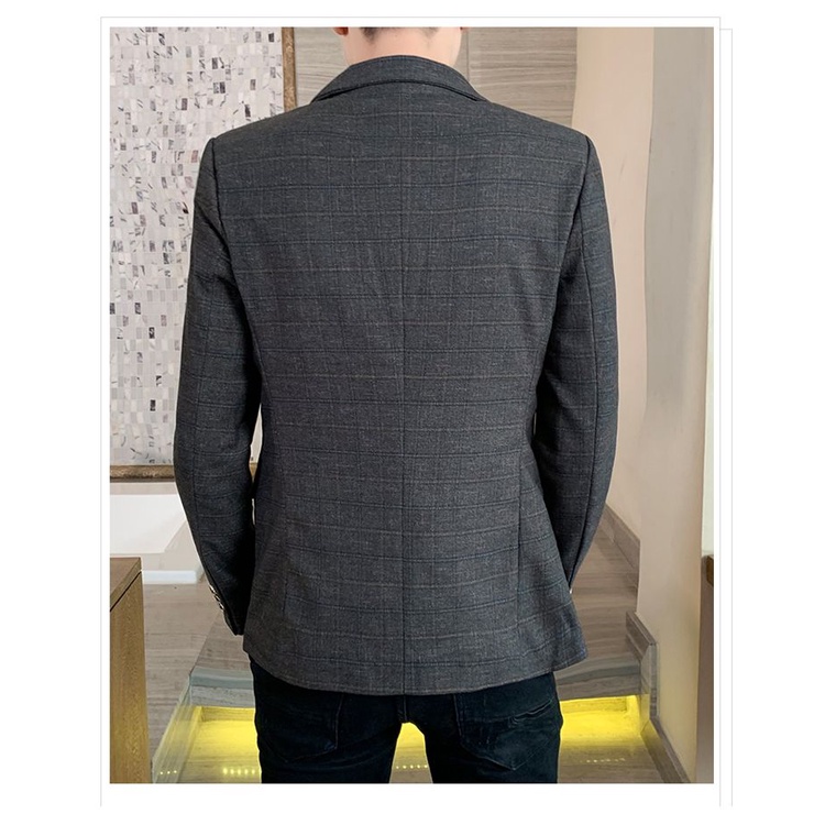 Áo Khoác Vest Kẻ Sọc Caro Trẻ Trung Thời Trang Xuân Thu Phong Cách Hàn Quốc 2023 Cho Nam