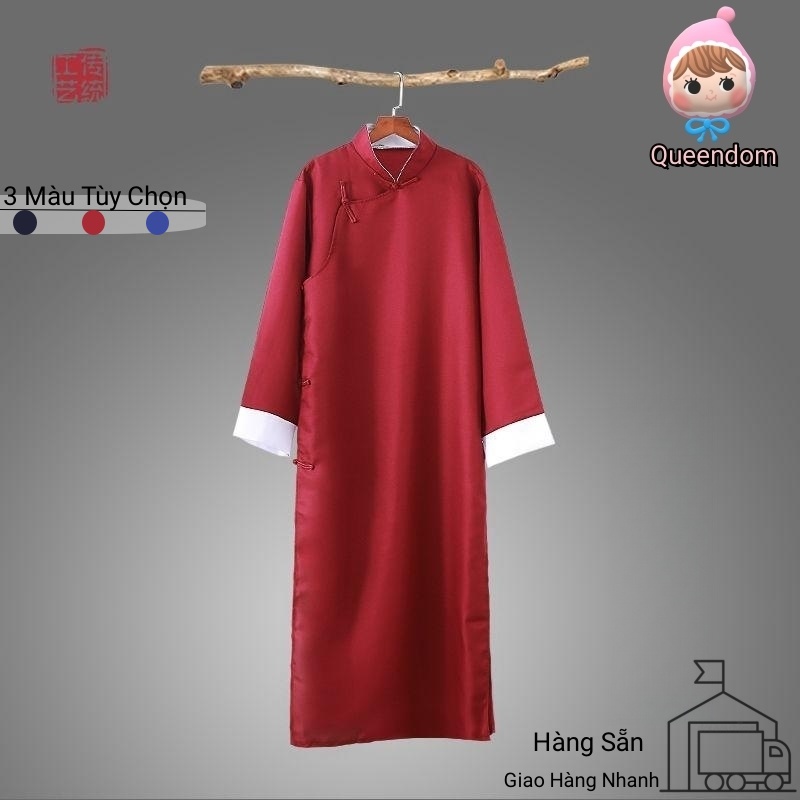 Size110-195 Áo Dài Nam Áo Dài Áo Dài Phong Cách Trung Quốc Trang Phục Phù Rể Trang Phục Biểu Diễn