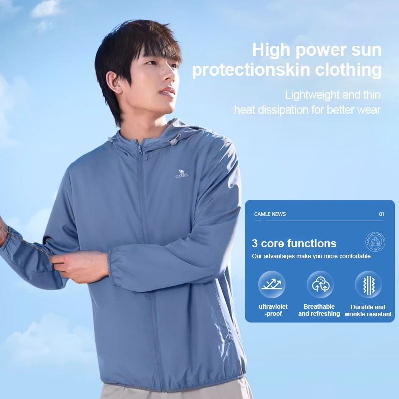 Áo khoác chống nắng CAMEL chống tia UV mỏng thoáng khí cho nam