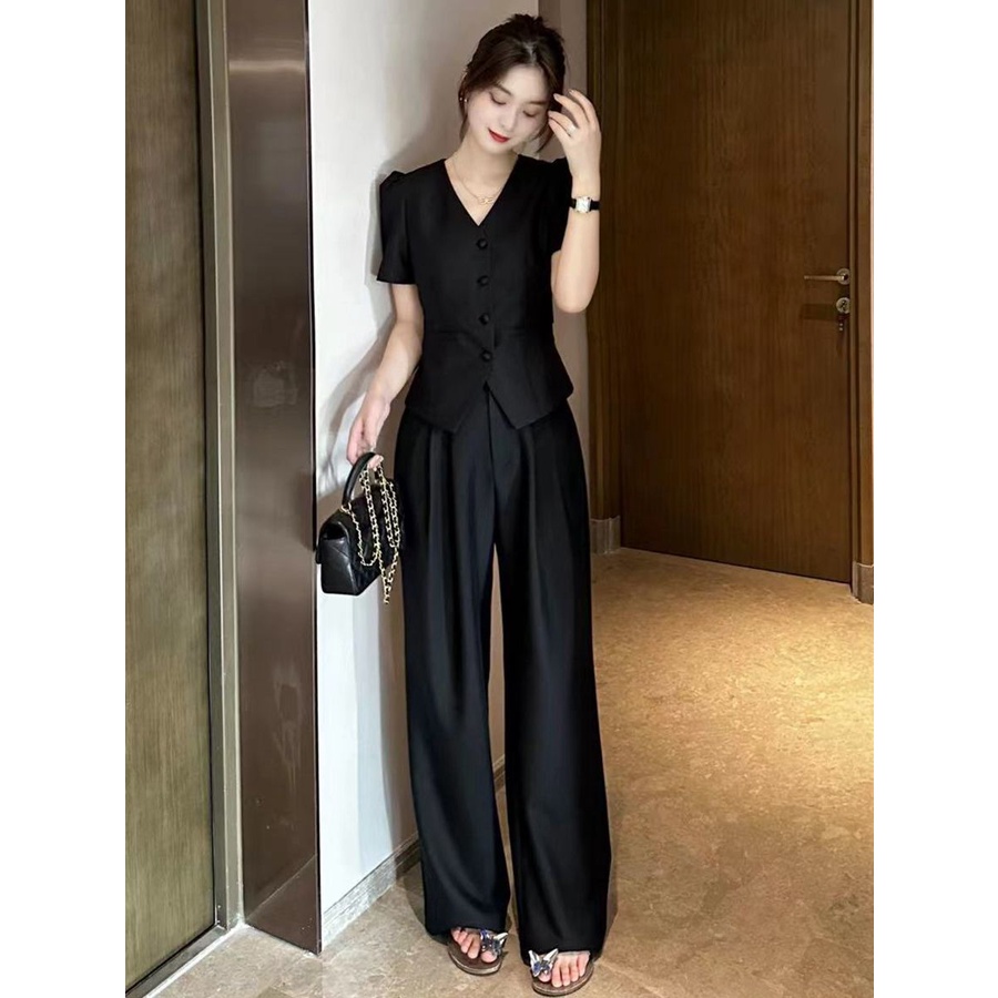 Áo Khoác Ngắn Tay + Quần Dài Dáng Ôm Thời Trang Mùa Hè Cho Nữ#2392